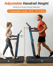 Foldable Treadmill with Auto Incline, 400 LBS, Adjustable Height