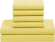 7 Piece Comforter Set Bag Solid Color All Season Soft Down Alternative Blanket & Luxurious Microfiber Bed Sheets, Yellow, Queen (Pack of 4)