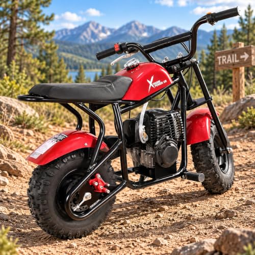 Mini Bike 40cc 4-Stroke Gas-Powered Engine Dirt Bike Pit Off Road Mini Motorcycle Pocket Bike, (+13 yr), Red/Black