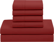 7 Piece Comforter Set Bag Solid Color All Season Soft Down Alternative Blanket & Luxurious Microfiber Bed Sheets, Red, Twin (Pack of 4, 28 Count Total)