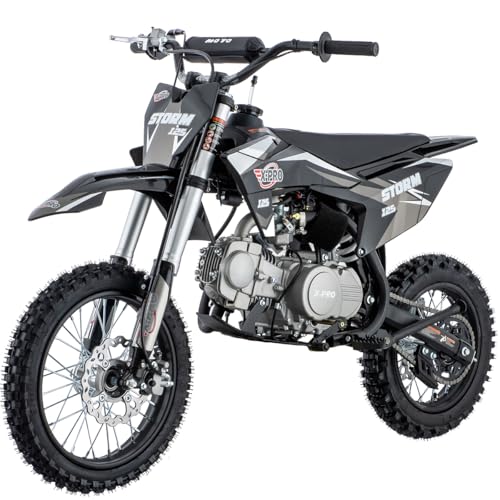 125cc Dirt Pit Bike for Kids & Youth with 4-Speed Semi-Automatic Transmission, Big 14"/12" Tires! (Black)