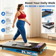 Walking Pad Treadmill with 12% Incline, 4 in 1 Foldable Treadmill with Handle Bar for Home/Office, Under Desk Treadmills Portable Folding Walking Pad with App & Bluetooth Speaker, 0.6-10MPH