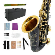 Tenor Saxophone B Flat for Beginners Sax Full Kit with Pads Cushions,Hard Carrying Case,Neck Strap,Reeds,Cleaning Cloth & Rod,Mouthpiece,Gloves Gold