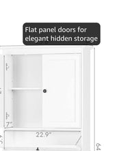 Bathroom Over the Toilet Storage Cabinet with Tilt-Out Cube, White Space-saving Organizer for Small Bathrooms, Doors Conceal Clutter, Adjustable Shelf, Anti-Tip Device, Engineered Wood