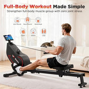 8-Level Foldable Magnetic Rowing Machine, LCD Monitor, Standard Seat, Black, 300 lb Capacity 274