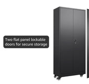 75" Tall Metal Storage Cabinet with Wheels,Rolling Garage Storage Cabinet with Lock,Black Metal Cabinets with Wheels and Shelves,Deep Heavy Duty Tool Locker for Garage,Home,Office,Shop