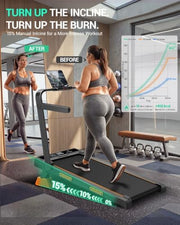 15% Incline Walking Pad with Handle Bar, Treadmills for Home Small