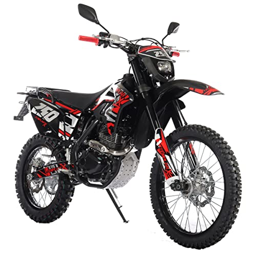 Templar X 250cc 6 Speed Dirt Bike with Zongshen Engine Pit Bike Gas Dirt Bikes Adult Pitbike, Big 21"/18" Wheels! (Red)