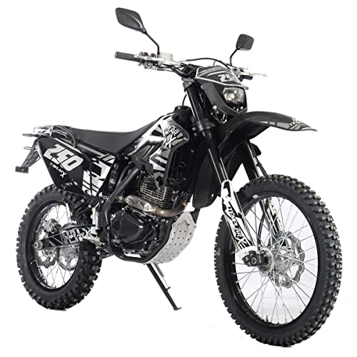 Templar X 250cc 6 Speed Dirt Bike with Zongshen Engine Pit Bike Gas Dirt Bikes Adult Pitbike, Big 21"/18" Wheels! (Black)
