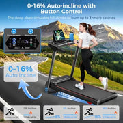 Walking Pad with 12% Auto Incline & Handle Bar, Foldable Treadmill