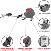 8-Level Foldable Magnetic Rowing Machine, App-Ready Monitor, Standard Seat, Black, 300 lb Capacity