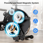 16-Level Magnetic Rowing Machine with Extended Slide Rail, Advanced LCD Monitor, Standard Seat, Gray, 330 lb Capacity