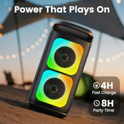 Karaoke Machine with 2 Wireless Microphones, Portable Bluetooth Karaoke for Adults, Powerful Dual 8" Subwoofer Karaoke Boombox, LED Lights, 3D Sound, Support TV/USB/AUX/TF for Home Party