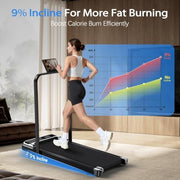 Walking Pad Treadmill for Home - 3.0HP Tread Mills with with 9% Incline, Compact Walk Pad Running MachineIndoor Foldable for Small Spaces Under Desk Office