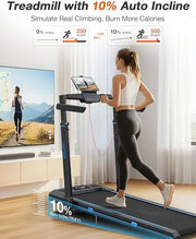 Foldable Treadmill with Auto Incline, 400 LBS, Adjustable Height