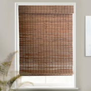 Custom Bamboo Shades | Rustic | Cordless Bamboo Roman Shades for Windows and Doors (Natural Woven) | Rustic Walnut (Great Privacy) | 52" W X 72" H