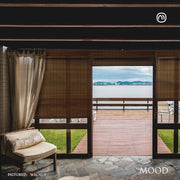 Custom Bamboo Shades | Rustic | Cordless Bamboo Roman Shades for Windows and Doors (Natural Woven) | Rustic Walnut (Great Privacy) | 52" W X 72" H