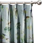 Rural Pastoral Print Extra Wide Window Curtain 100" W x 96" L, Pinch Pleated Blackout Lining Darpes Panel Bedroom Living Room Hotel Restaurant (1 Panel), Teal