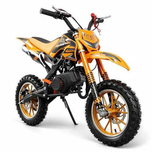 50cc Kids Dirt Bike,2Stroke Gas Dirt Bike for kids8-14,Orange,2026 Upgraded