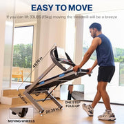 Home Treadmill 400+LB Capacity, 4.0HP Heavy Duty Treadmill Foldable
