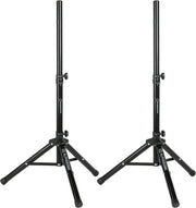Pair All-in-one 10" Powered 1000W PRO DJ Amplified Loud Speakers with Bluetooth USB SD Card AUX MP3 FM Radio PA System LED Lights Karaoke Mic Guitar Amp 2 Tripod Stands Cable and Microphone