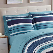 7 Piece Comforter Set Bag Solid Color All Season Soft Down Alternative Blanket & Luxurious Microfiber Bed Sheets, Marino, Queen (Pack of 4, 28 Count Total)
