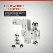 12000 lb Adjustable Dual-Ball Hitch with Hook Slot