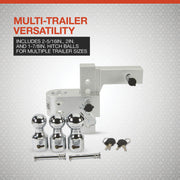 12000 lb Adjustable Dual-Ball Hitch with Hook Slot