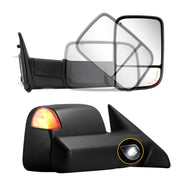 Towing Mirrors Compatible with 2009-2018 1500, 2010-2018 2500 3500 with Power Glass Heated Turn Signal Light Puddle Lamp Temp Sensor Filp up Pair Set