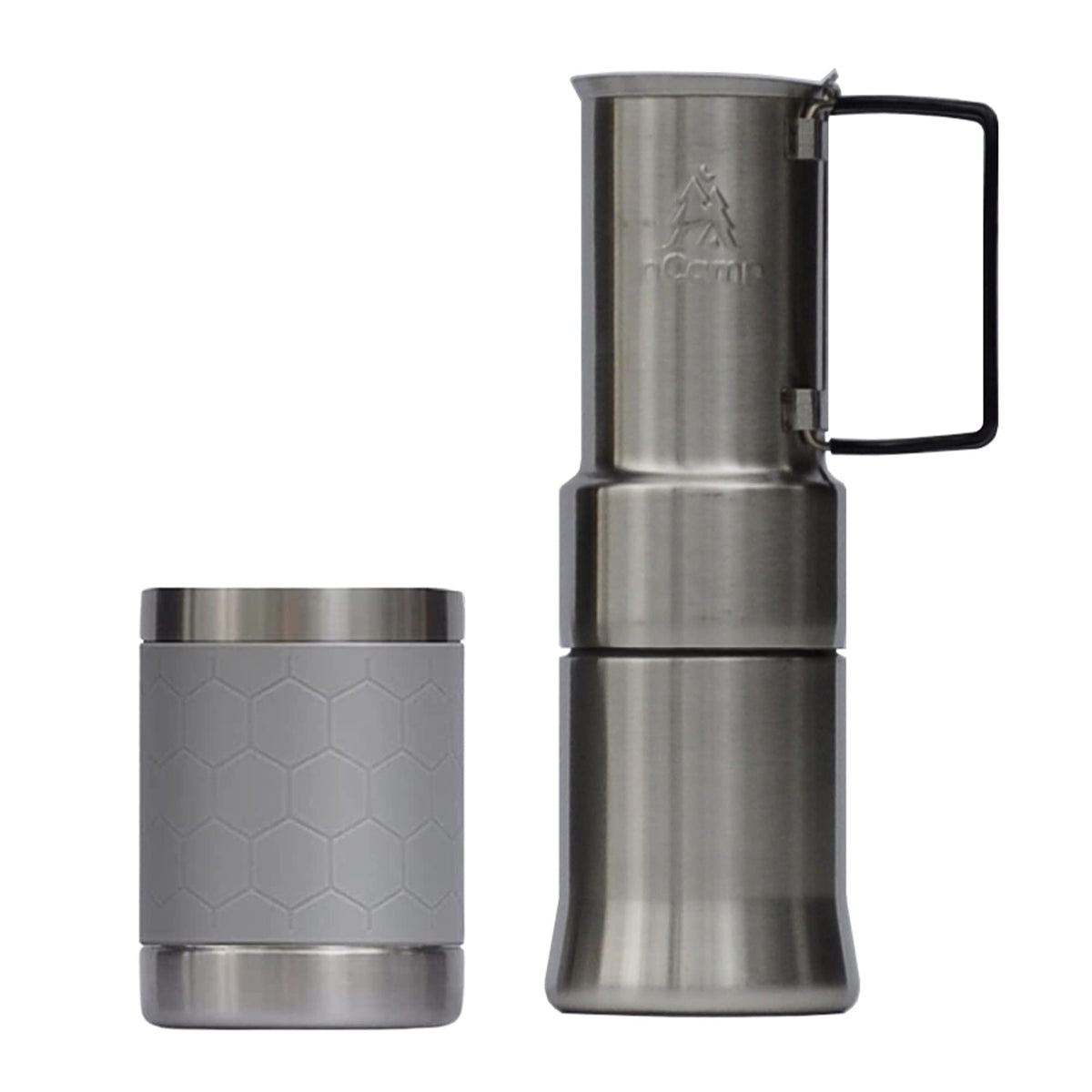 Café, Portable Coffee Maker, Portable Espresso Machine, Compact Camping Coffee Maker, Stainless Steel Travel Coffee Maker with Camping Coffee Cup, Reusable, 12 oz