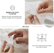 100% Linen Duvet Cover Set, 3 PCS Natural French Flax White Ruffle Duvet Cover King Size, Breathable Comfy Linen Bedding Comforter Cover with 2 Pillowcases (White, 104"X92")