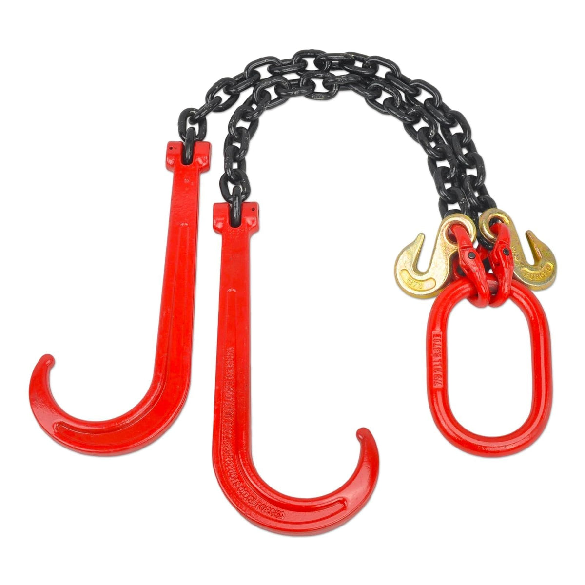 Tow Chain 3/8" Grade 80 V-Type with 15 J-Hooks, 2/3 Ft Long for Flatbed Truck, Trailer, Tractor, Wrecker - Heavy Duty Towing Rope