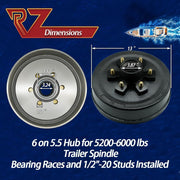 12" x 2" Self Adjusting Electric Trailer Brakes Assembly for 5,200 lbs, 6,000 lbs, 7,000 lbs Trailer #42 Axle with Nuts&Washers, 1 Pair RV Spindle Brake Kit with 5 Holes for Parts Replacement