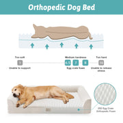 Orthopedic Dog Bed for Extra Large Dogs, U Shaped XL 44x32 inch Non-Slip Soft Warm Pet Sofa with Bolster Side, Washable Removable Waterproof Cover, Couch with Portable Handle, Beige