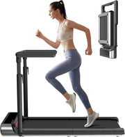 Folding Treadmill, 2 in 1 Walking Pad with Handle Bar