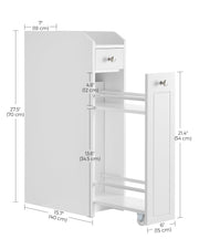 Small Bathroom Storage Cabinet, with Slide Out Drawers，Cloud White Slim Bathroom Storage Organizer, Toilet Paper Holder, for Small Spaces, SIREN Collection UBBC847P31