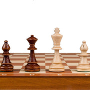 Handmade European Professional Tournament Chess Set - Wooden 21 Inch Folding Board with Felt Base & Hand Carved Chess Pieces - Compartment Inside The Board to Store Each Piece