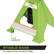 3-Ton Ratcheting Jack Stands, Pair, Model ALJS3