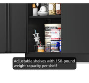 Storage Cabinet, 72” Black Garage Steel Locking Cabinet with Doors and 4 Adjustable Shelves, Tall Lockable File &Tool Cabinet for Home Office, Metal Classroom Cabinet Basement