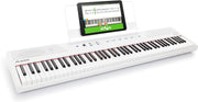 Digital Piano Bundle - Electric Keyboard with 88 Semi Weighted Keys, Built-In Speakers and Sustain Pedal – Recital (White) and M-Audio SP-2