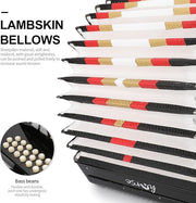 31 Key Accordion,12 Bass 3-Row G/C/F Diatonic Accordions Instruments for Adults with Thicked Suitcase and Straps, 31 Keys Button Acordeón Acordeones Para Adultos For Beginners to Professionals