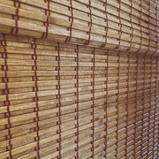 Custom Bamboo Shades | Rustic | Cordless Bamboo Roman Shades for Windows and Doors (Natural Woven) | Rustic Walnut (Great Privacy) | 52" W X 72" H