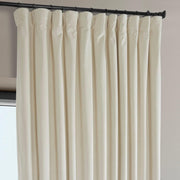 Extra Wide Plush Velvet Blackout Curtains (1 Panel) 100W X 84L, Diva Cream