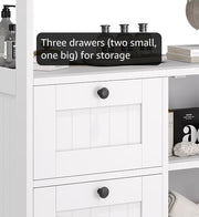 Bathroom Cabinet, Modern Bathroom Floor Storage Cabinet Organizer with 1 Door and 3 Drawers, Freestanding Cupboard for Kitchen/Living Room Use