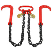 Tow Chain 3/8" Grade 80 V-Type with 15 J-Hooks, 2/3 Ft Long for Flatbed Truck, Trailer, Tractor, Wrecker - Heavy Duty Towing Rope