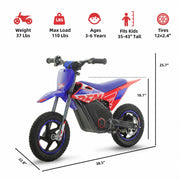 E150 24V Kids Electric Dirt Bike, Electric Motorcycle with 200W Peak Power, 8 mph Max Speed, 15-Mile Range, 2-Speed Off-Road Bike for Ages 3-6