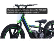 Electric Dirt Bike for Kids Aged 5-10, 340W Racing Grade Electric Motorcycle with Aluminum Frame, Up to 12MPH & 3 Speed Settings, Safe Disc Brakes, 16IN Knobby Tires