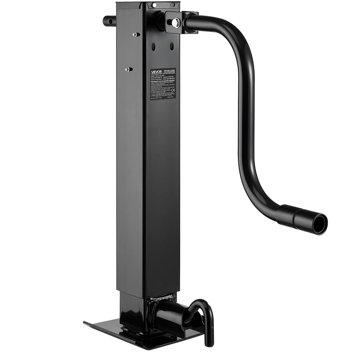 Heavy-Duty Trailer Jack, 12,000 lbs Load Capacity, Sidewind Square Direct Weld-on Trailer Jack with Handle Crank, Adjustable Drop Leg, 26-Inch Travel for Lifting RV, Utility, Yacht Trailers