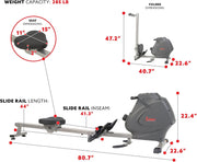 8-Level Foldable Magnetic Rowing Machine, App-Ready Monitor, Standard Seat, Black, 300 lb Capacity