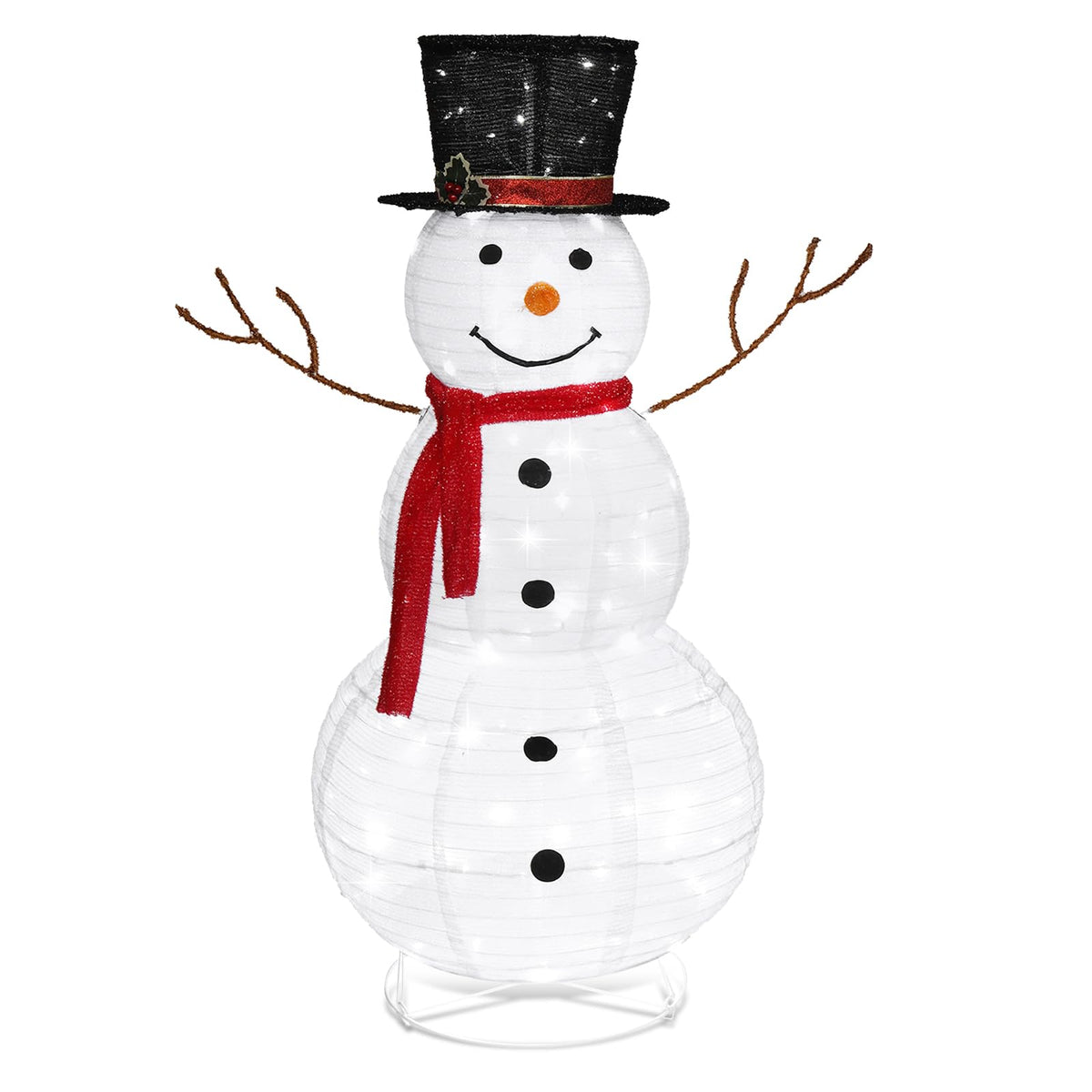 Snowman Outdoor Christmas Decorations with 90 LED Lights, Lighted Snowman with Top Hat Holiday Ornaments Yard Decor for Home, Lawn and Front Yard-4 FT
